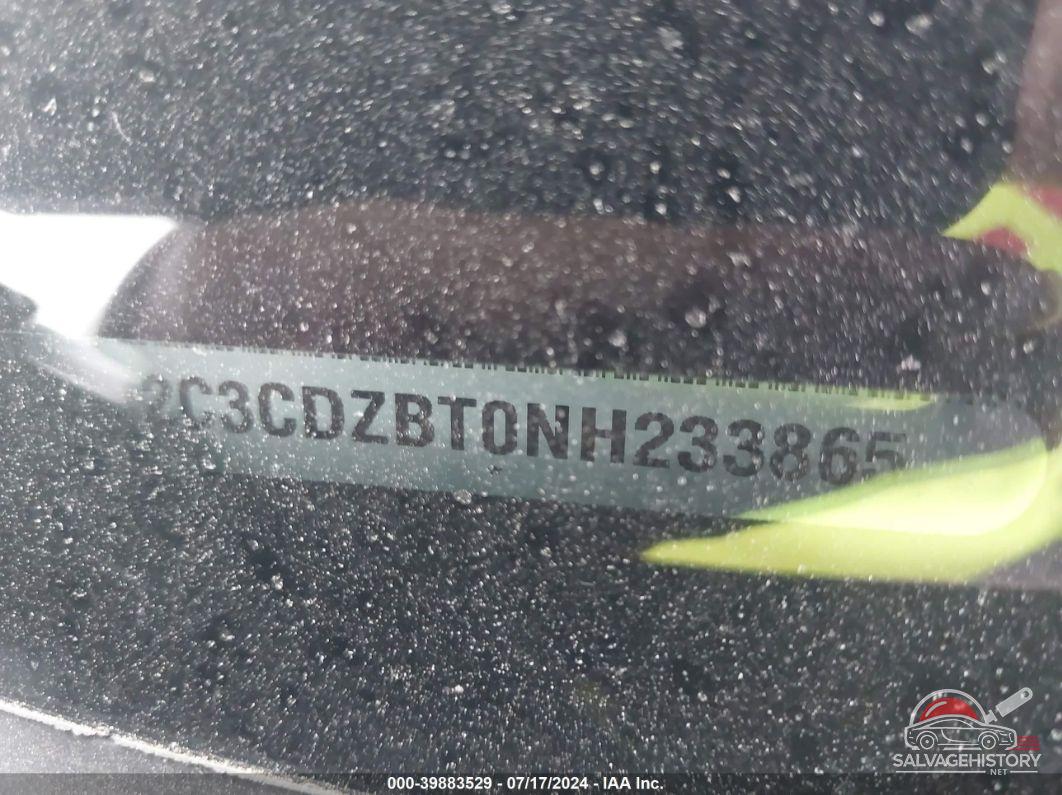 2C3CDZBT0NH233865 2022 DODGE CHALLENGER photo no. 9