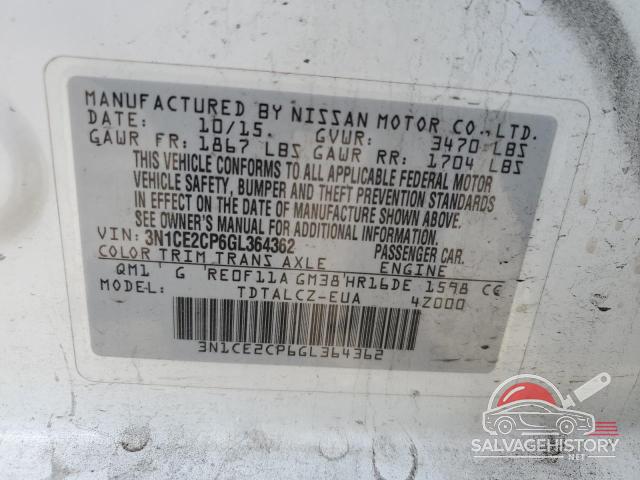 3N1CE2CP6GL364362 2016 NISSAN VERSA photo no. 12