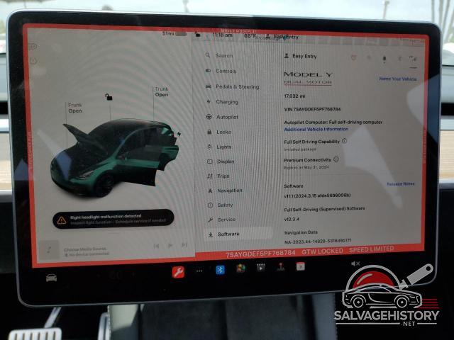 7SAYGDEF5PF768784 2023 TESLA MODEL Y photo no. 9