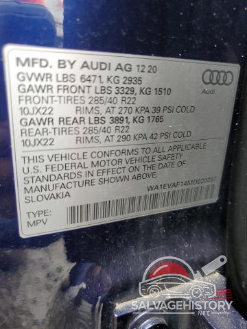 WA1EVAF14MD020287 2021 AUDI Q8 photo no. 13