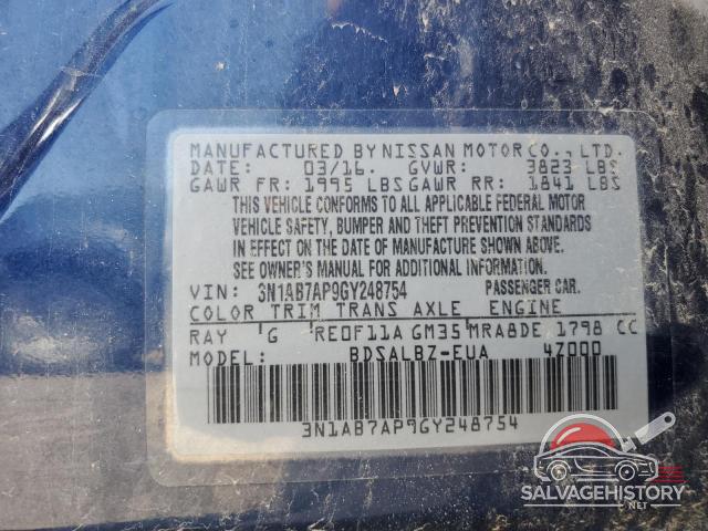 3N1AB7AP9GY248754 2016 NISSAN SENTRA photo no. 12