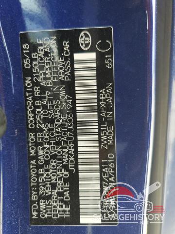 JTDKARFU7J3061947 2018 TOYOTA PRIUS photo no. 12