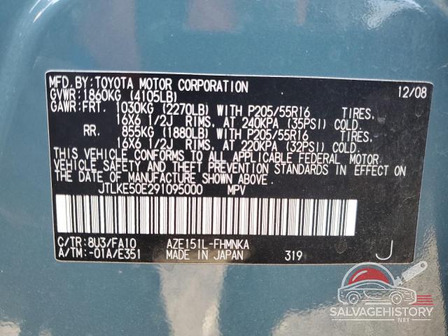 JTLKE50E291095000 2009 TOYOTA SCION photo no. 12