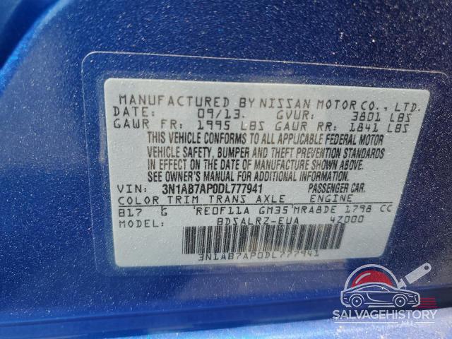 3N1AB7AP0DL777941 2013 NISSAN SENTRA photo no. 12