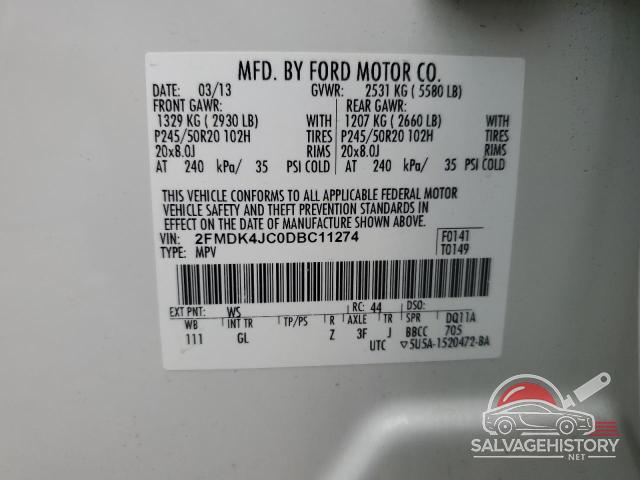 2FMDK4JC0DBC11274 2013 FORD EDGE photo no. 13