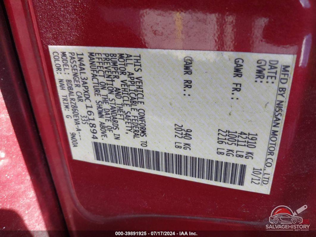 1N4AL3APXDC161894 2013 NISSAN ALTIMA photo no. 9