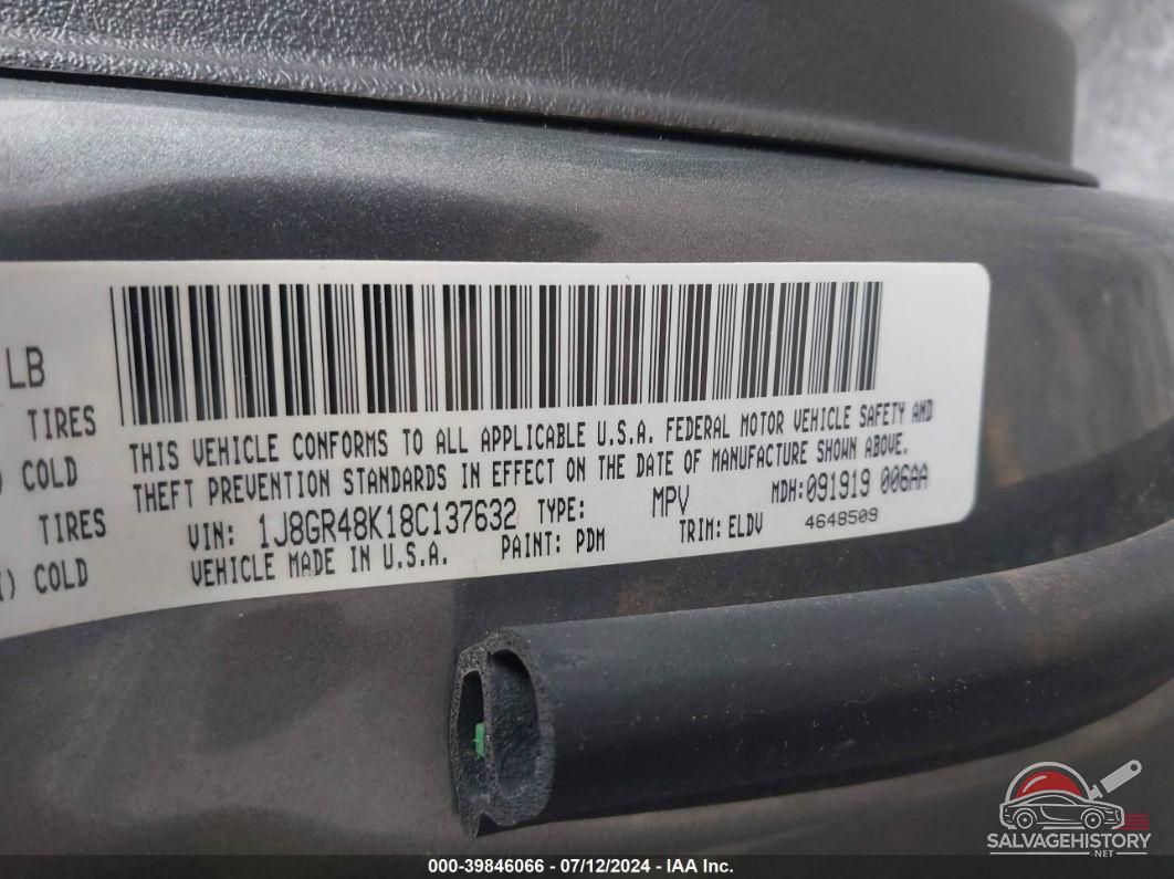 1J8GR48K18C137632 2008 JEEP GRAND CHEROKEE photo no. 9