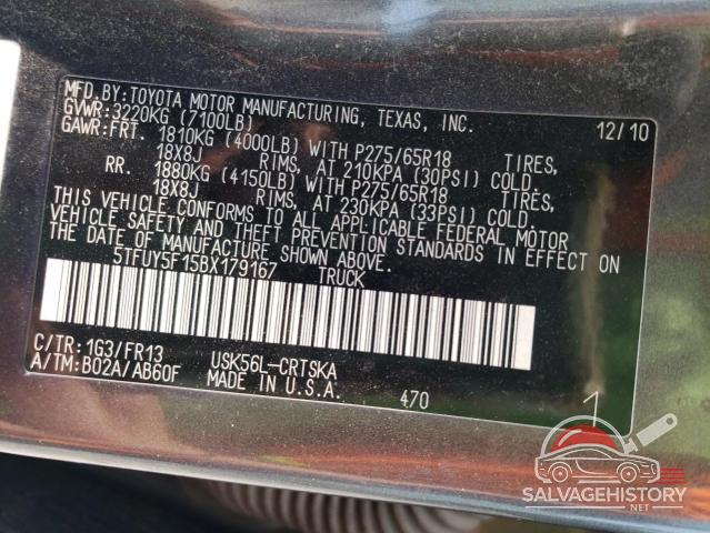 5TFUY5F15BX179167 2011 TOYOTA TUNDRA photo no. 12