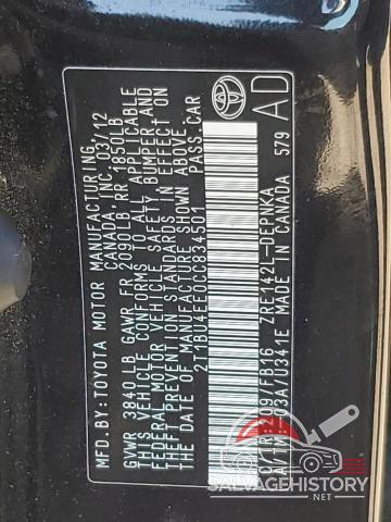2T1BU4EE0CC834501 2012 TOYOTA COROLLA photo no. 12