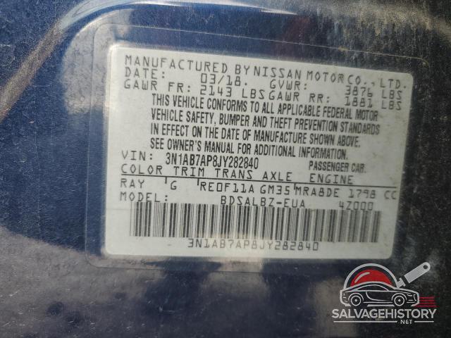 3N1AB7AP8JY282840 2018 NISSAN SENTRA photo no. 12