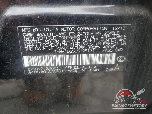 JTHBF1D25E5025171 2014 LEXUS IS photo no. 12