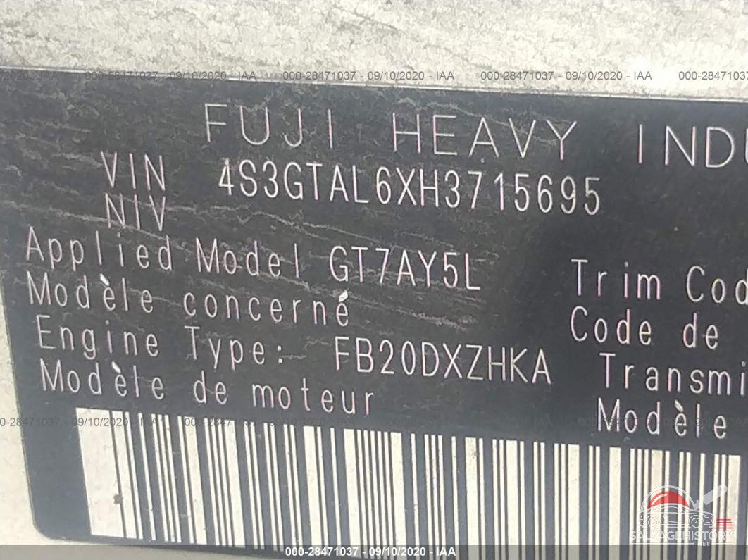 4S3GTAL6XH3715695 2017 SUBARU IMPREZA photo no. 9