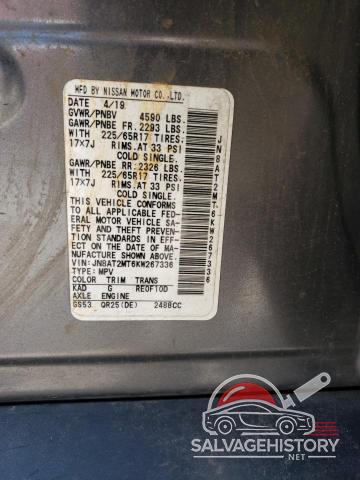 JN8AT2MT6KW267336 2019 NISSAN ROGUE photo no. 13