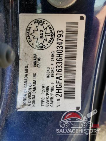 2HGFA16336H034793 2006 HONDA CIVIC photo no. 13