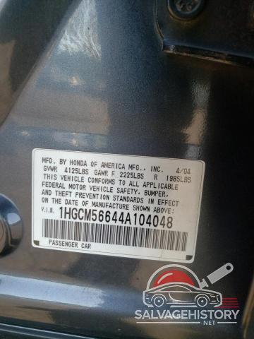 1HGCM56644A104048 2004 HONDA ACCORD photo no. 13