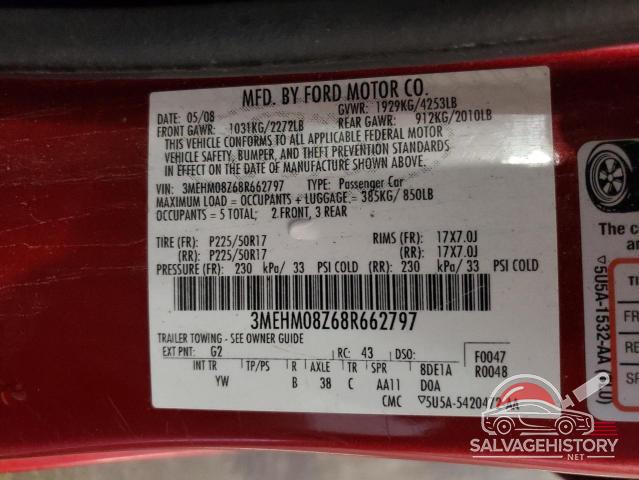 3MEHM08Z68R662797 2008 MERCURY MILAN photo no. 12
