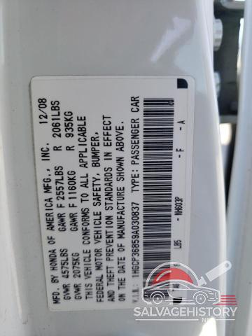 1HGCP36859A030837 2009 HONDA ACCORD photo no. 13
