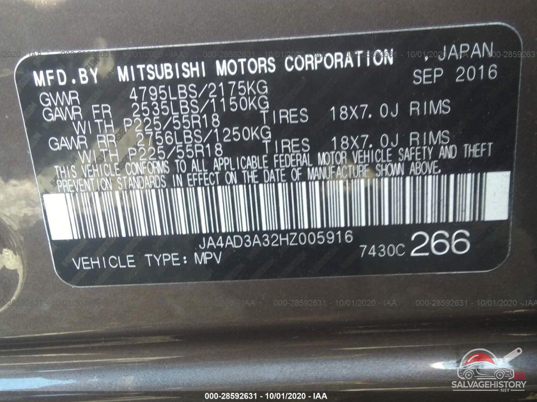 JA4AD3A32HZ005916 2017 MITSUBISHI OUTLANDER photo no. 9