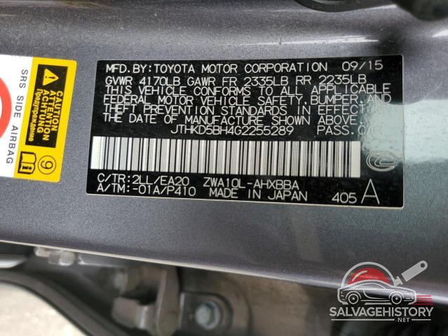 JTHKD5BH4G2255289 2016 LEXUS CT 200 photo no. 12