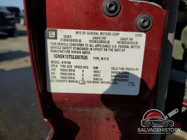 1GNEK13T52J267635 2002 CHEVROLET TAHOE photo no. 13