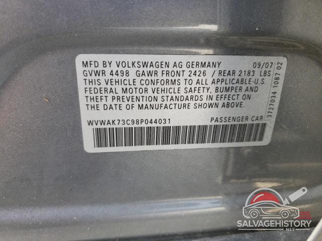 WVWAK73C98P044031 2008 VOLKSWAGEN PASSAT photo no. 12