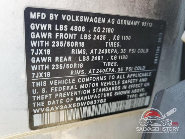 WVGAV3AX5DW083782 2013 VOLKSWAGEN TIGUAN photo no. 13
