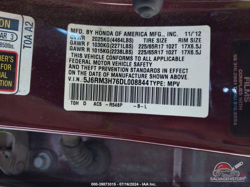 5J6RM3H76DL008844 2013 HONDA CR-V photo no. 9