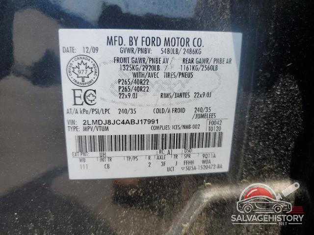 2LMDJ8JC4ABJ17991 2010 LINCOLN MKX photo no. 12