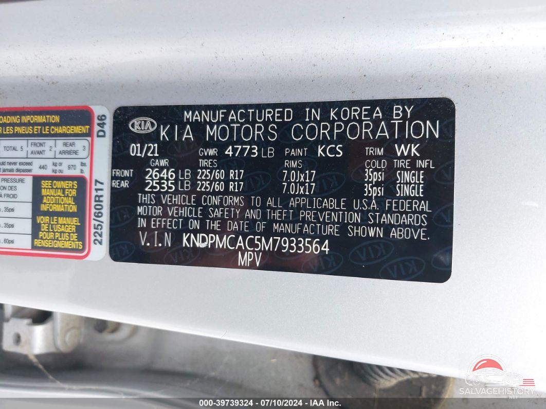 KNDPMCAC5M7933564 2021 KIA SPORTAGE photo no. 9