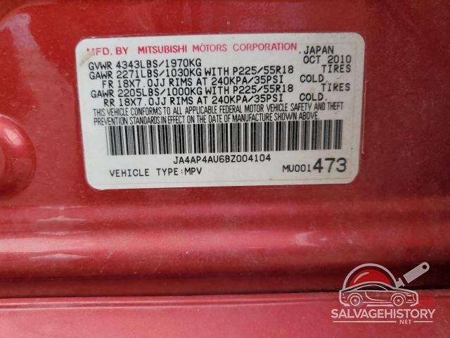 JA4AP4AU6BZ004104 2011 MITSUBISHI OUTLANDER photo no. 12