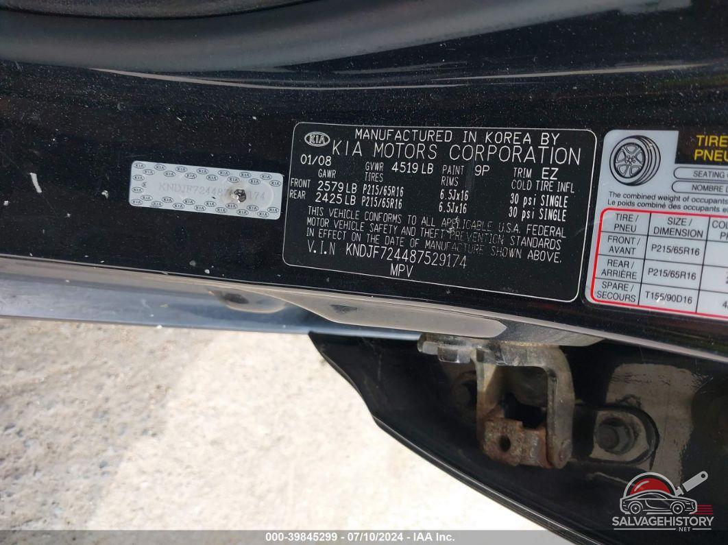 KNDJF724487529174 2008 KIA SPORTAGE photo no. 9