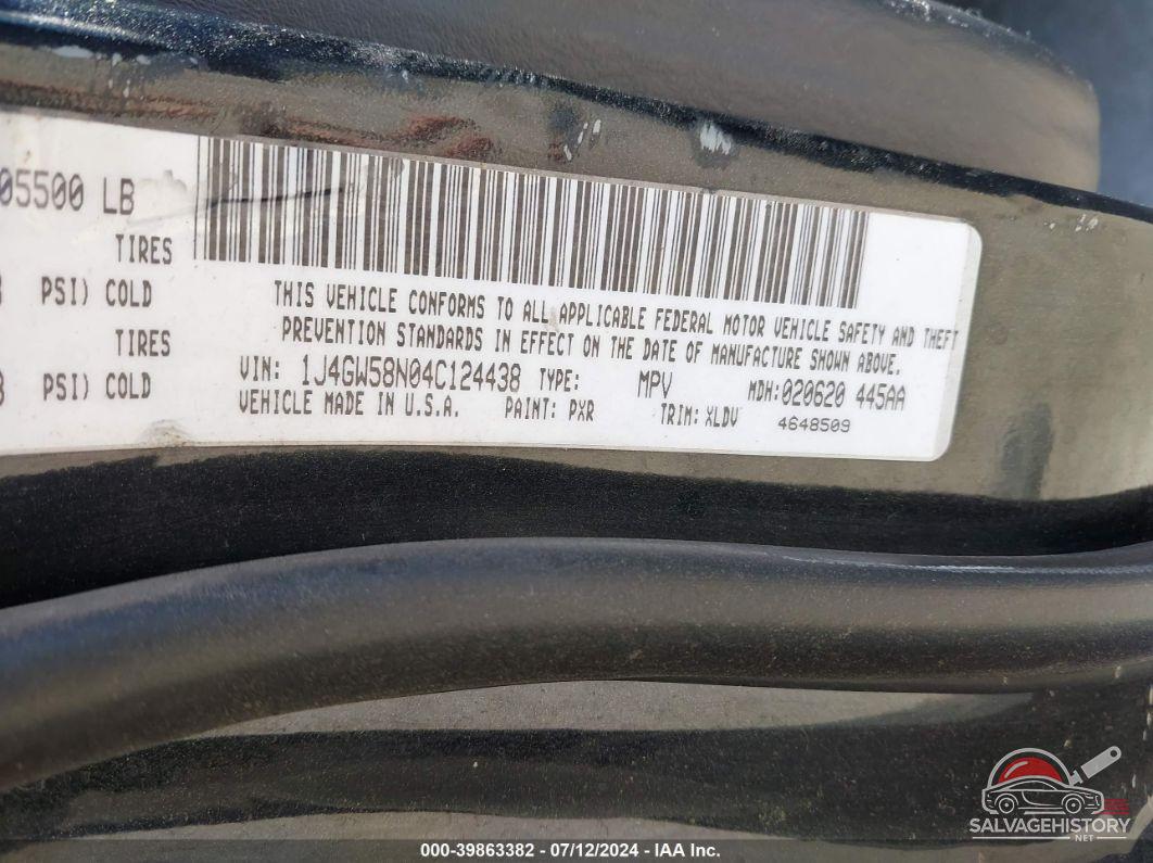 1J4GW58N04C124438 2004 JEEP GRAND CHEROKEE photo no. 9