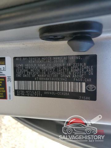 4T1BB46K59U092842 2009 TOYOTA CAMRY photo no. 12