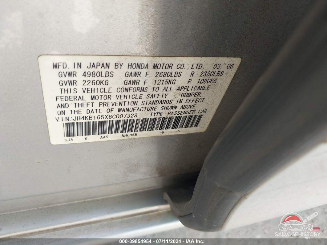 JH4KB165X6C007328 2006 ACURA RL photo no. 9