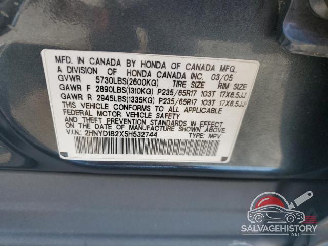 2HNYD182X5H532744 2005 ACURA MDX photo no. 13