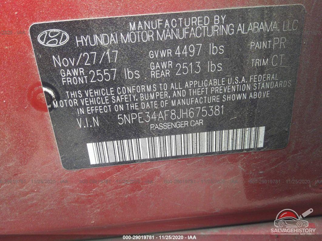 5NPE34AF8JH675381 2018 HYUNDAI SONATA photo no. 9