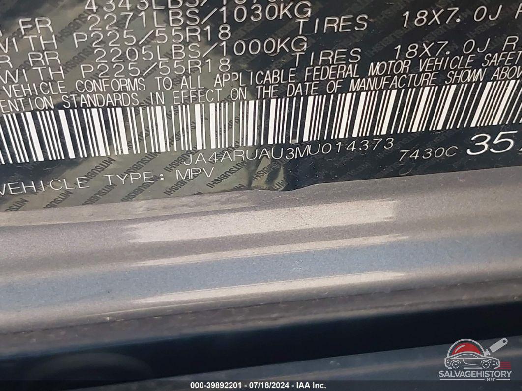 JA4ARUAU3MU014373 2021 MITSUBISHI OUTLANDER SPORT photo no. 9