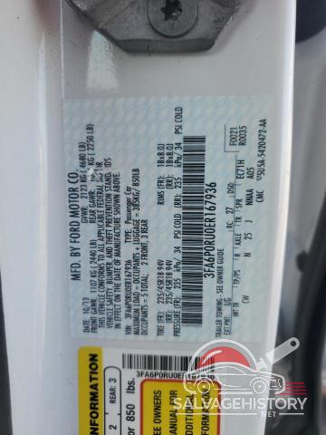 3FA6P0RU0ER167936 2014 FORD FUSION photo no. 12