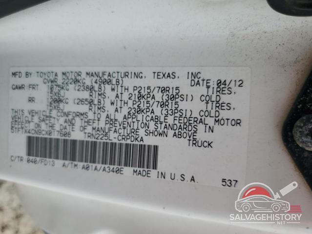 5TFTX4CN9CX017608 2012 TOYOTA TACOMA photo no. 12