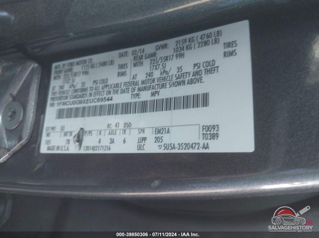 1FMCU0G9XEUC69544 2014 FORD ESCAPE photo no. 9