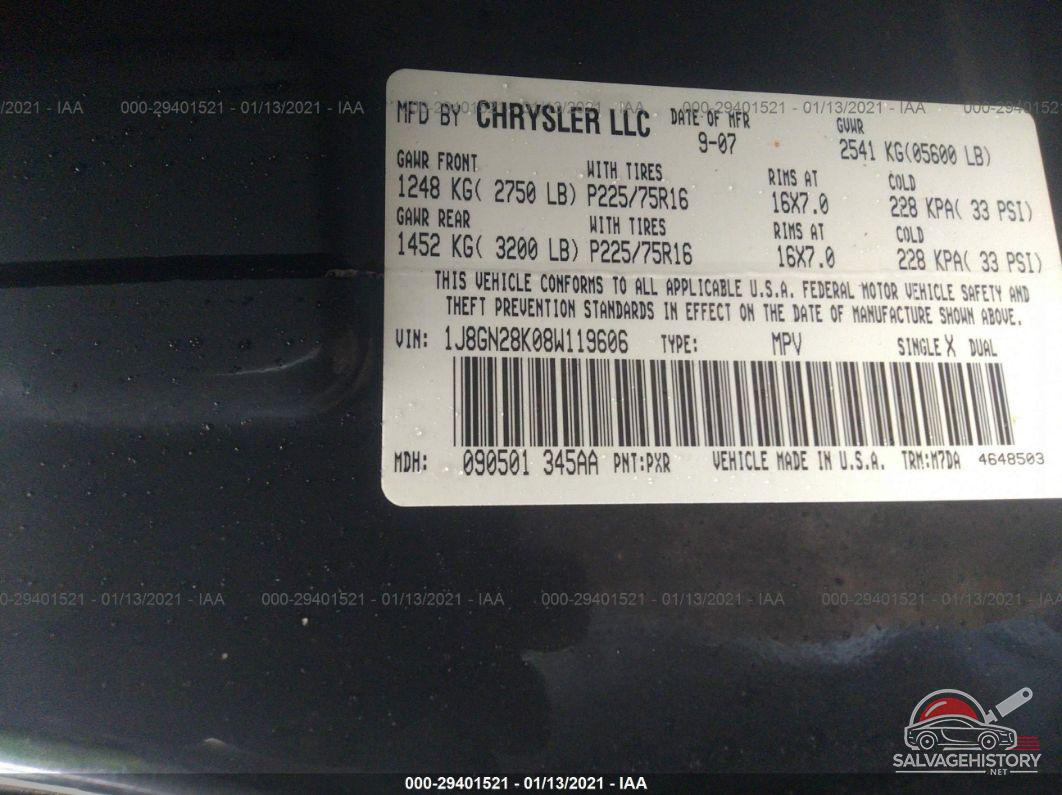 1J8GN28K08W119606 2008 JEEP LIBERTY photo no. 9
