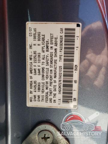 1HGCM72767A021025 2007 HONDA ACCORD photo no. 12