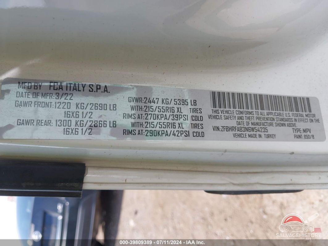 ZFBHRFAB3N6W54235 2022 RAM PROMASTER CITY photo no. 9