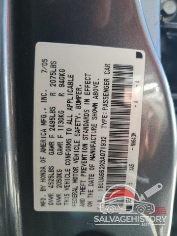 19UUA662X5A071932 2005 ACURA TL photo no. 13