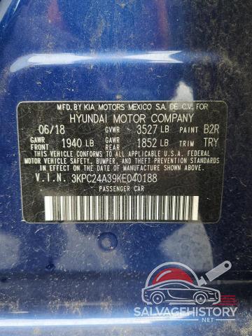 3KPC24A39KE040188 2019 HYUNDAI ACCENT photo no. 12
