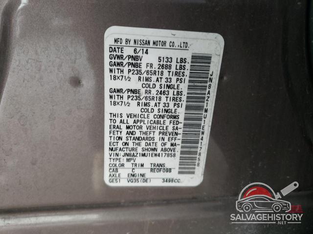 JN8AZ1MU1EW417858 2014 NISSAN MURANO photo no. 13
