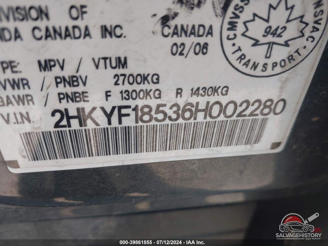 2HKYF18536H002280 2006 HONDA PILOT photo no. 9