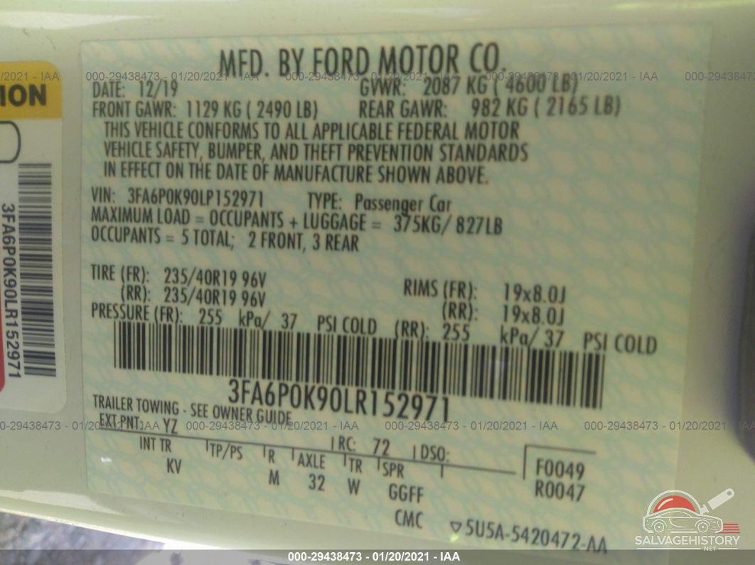 3FA6P0K90LR152971 2020 FORD FUSION photo no. 9