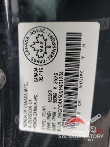 2HGFC4A50GH401204 2016 HONDA CIVIC photo no. 12