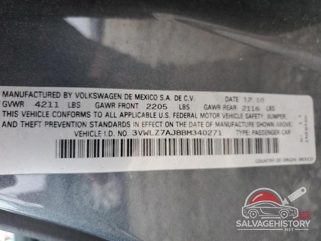 3VWLZ7AJ8BM340271 2011 VOLKSWAGEN JETTA photo no. 12